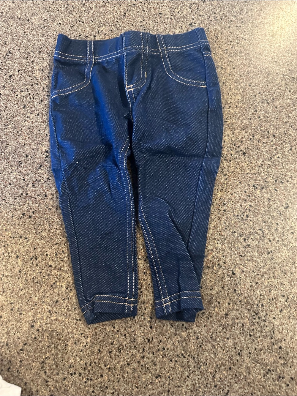 Dark Blue Denim-Look Baby Leggings